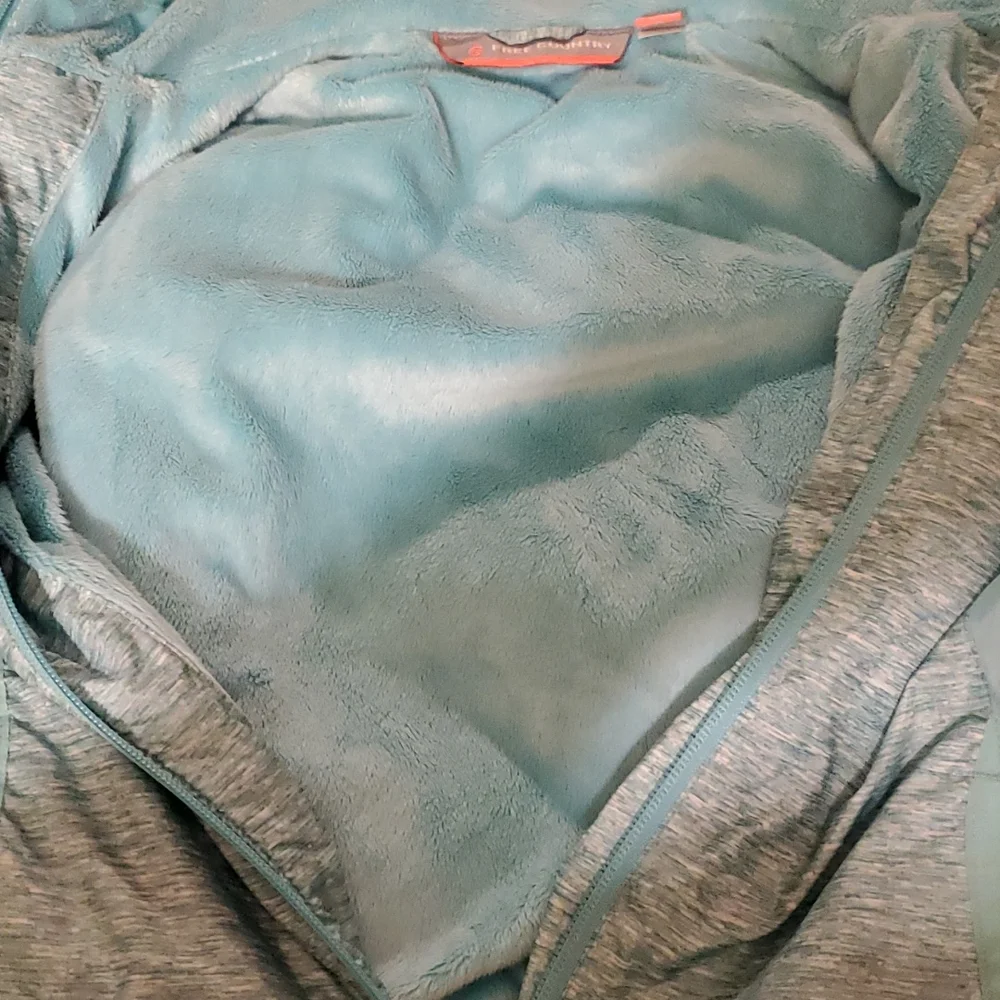Free Country Zip Down Girls Hooded Light int Green Jacket - Size Medium (10-12)